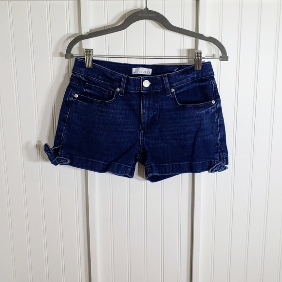 LOFT Pants - LOFT Mid-rise Stretch Shorts Dark Wash With Bow Ties 26 EUC